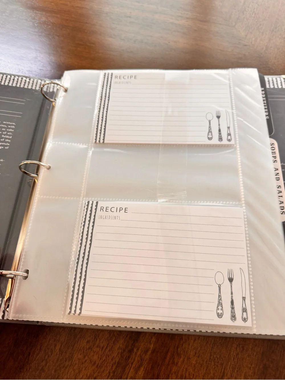 NEW CR Gibson Leatherette Recipe Binder Gray Gold 24 Recipe Cards 9 Dividers